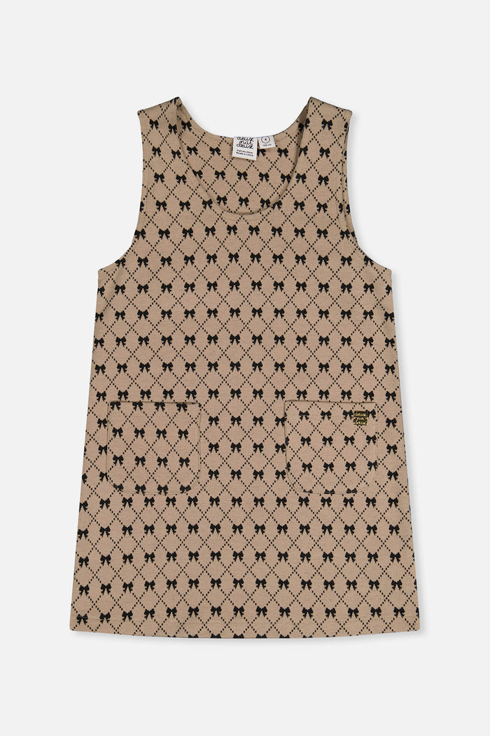 Jumper Beige Bow Tie Print-0