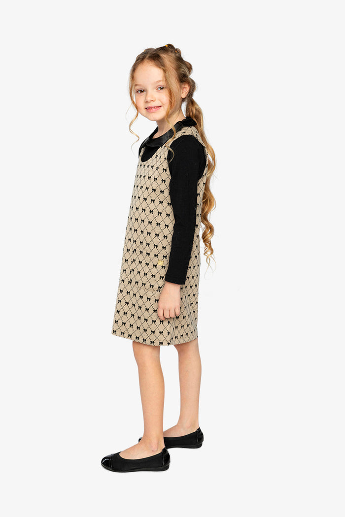 Jumper Beige Bow Tie Print-2