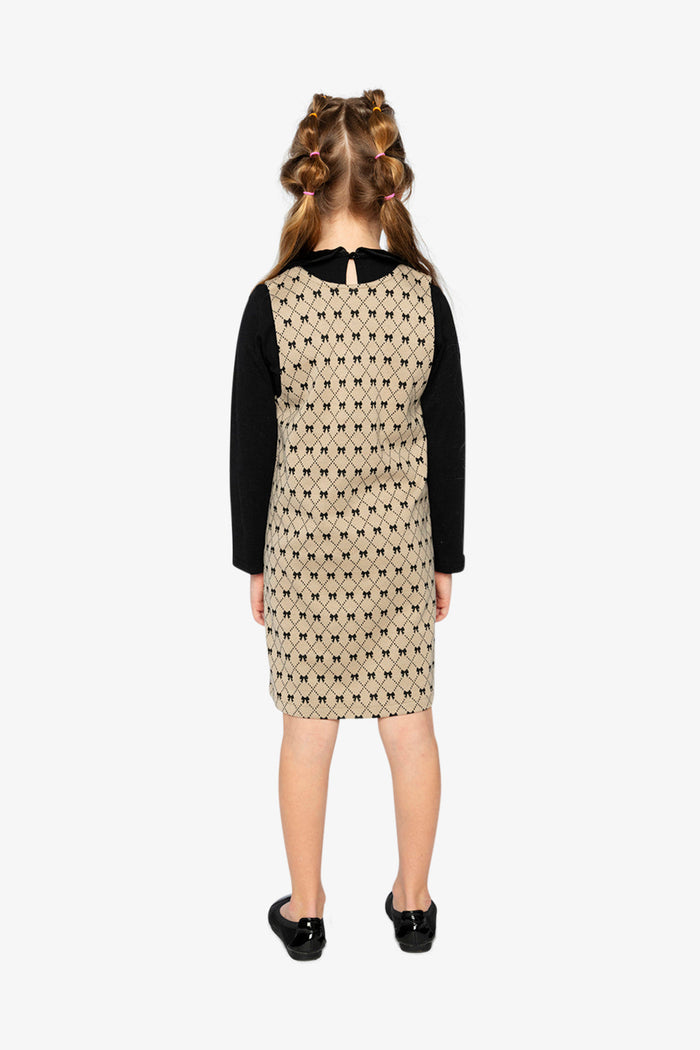 Jumper Beige Bow Tie Print-3