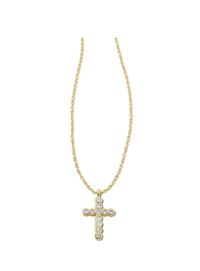 Kendra Scott Cross Crystal Pendant Necklace: Gold