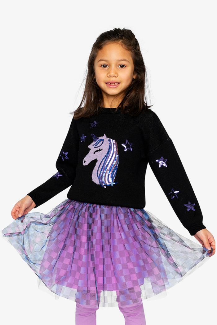 Knitted Sweater Black And Mauve-1