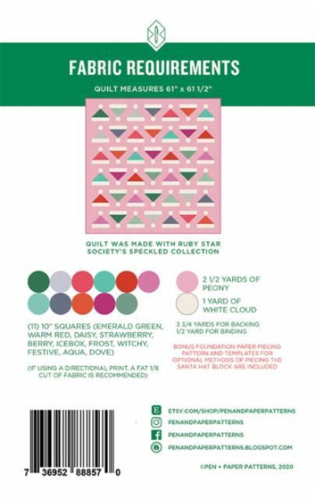 Kris Kringle Holiday Quilt Pattern Pen and Paper Patterns