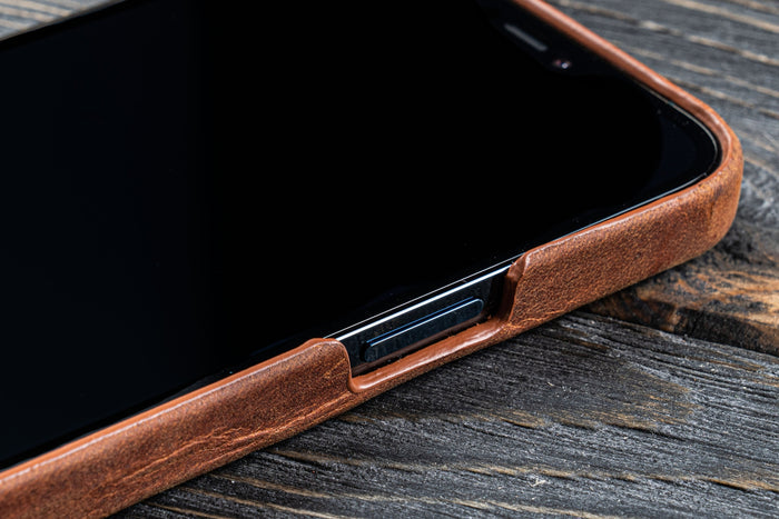Leather iPhone 12 Pro Max (6.7") Hard Back Cover - Compatible with MagSafe
