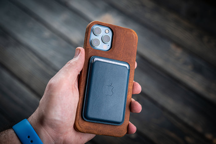 Leather iPhone 12 Pro Max (6.7") Hard Back Cover - Compatible with MagSafe
