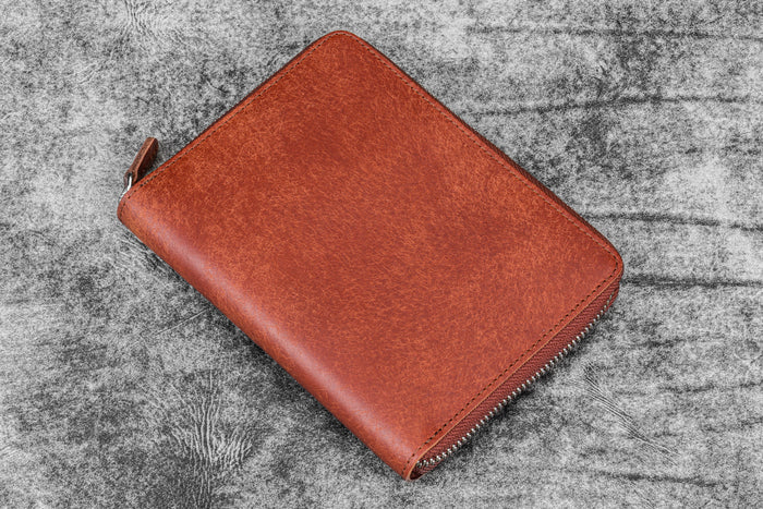 Leather Zippered 5 Slots Pen Case - Pueblo Cognac