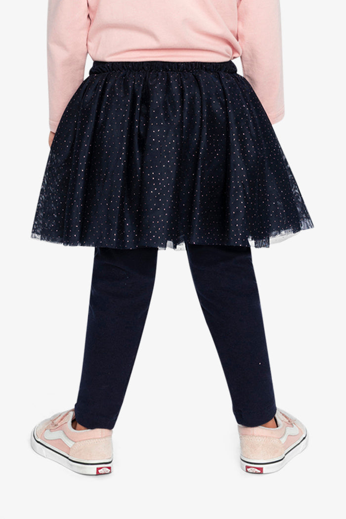 Leggings With Integrated Tulle Skirt Dark Blue-3