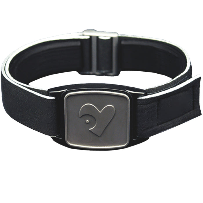 Libreband CGM armband for FreeStyle Libre 2 with pewter heart cover and water-resistant neoprene strap, for everyday wear, sport and swimming