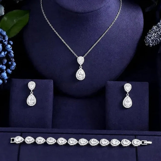 3-Piece Wedding Jewelry Set – Bridal Necklace, Earrings & Bracelet