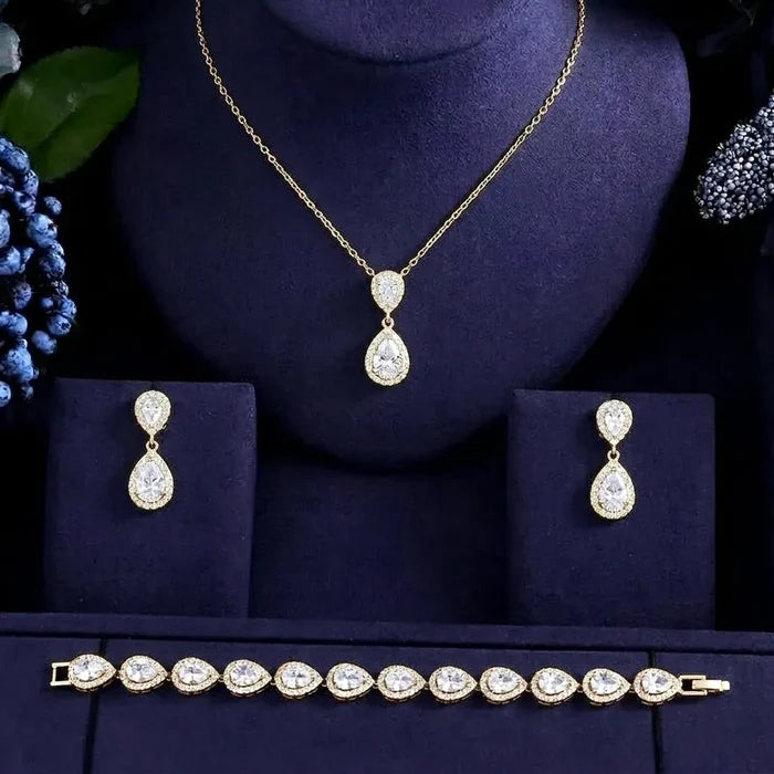 3-Piece Wedding Jewelry Set – Bridal Necklace, Earrings & Bracelet
