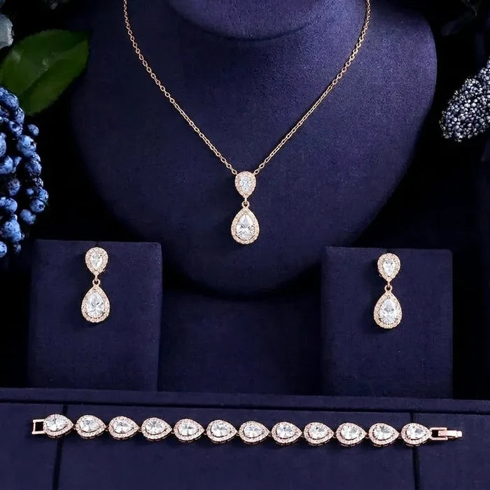 3-Piece Wedding Jewelry Set – Bridal Necklace, Earrings & Bracelet