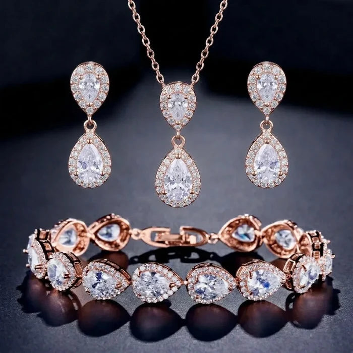 3-Piece Wedding Jewelry Set – Bridal Necklace, Earrings & Bracelet