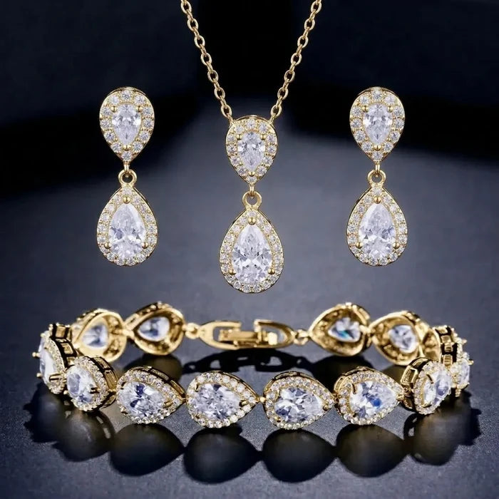 3-Piece Wedding Jewelry Set – Bridal Necklace, Earrings & Bracelet