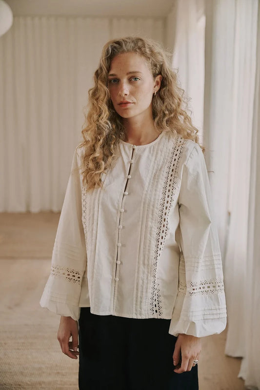 LILY LONG SLEEVE SHIRT in White Sand by Annie Mi
