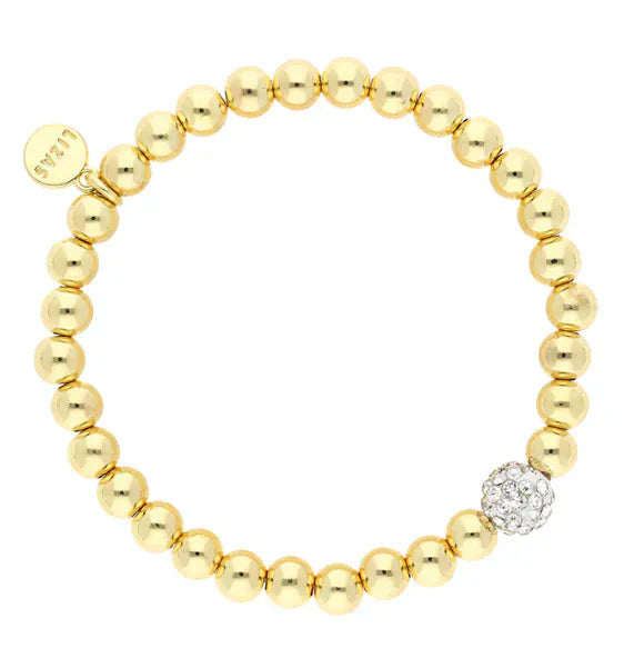 Lizas Bracelet Livingston Classics Gold with Pave Crystal Bead
