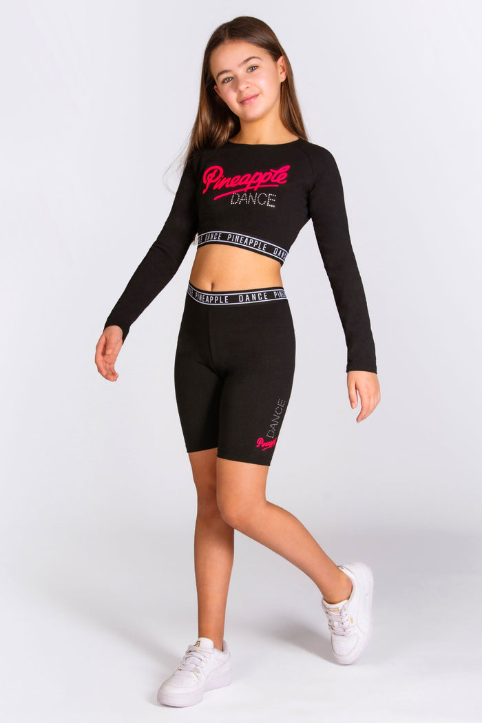Pineapple dance crop top with long sleeves for girls