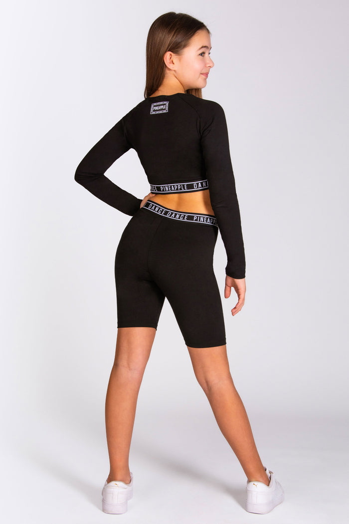 Black dance co-ord for girls with dance diamanté detail