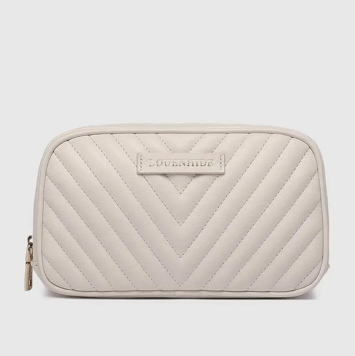 Louenhide Lacey Quilted Makeup Bag - Vanilla