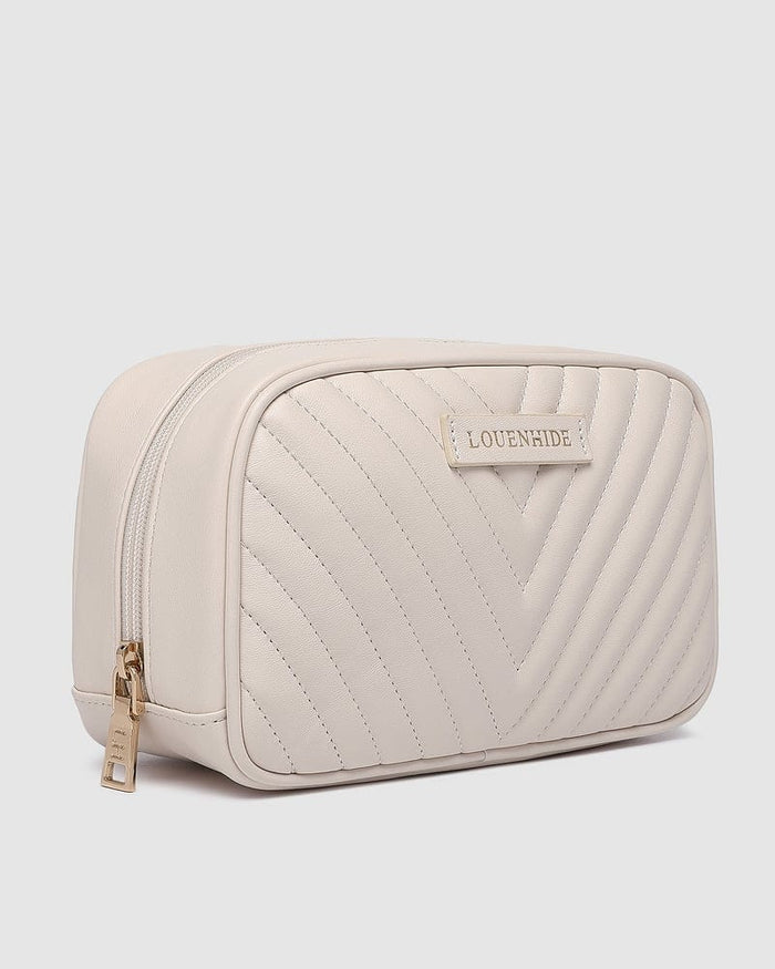 Louenhide Lacey Quilted Makeup Bag - Vanilla