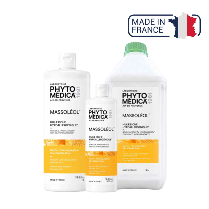 Massoléol® - Huile riche de massage neutre hypoallergénique - Parfum Rose - Phytomedica Laboratoires Phytomedica