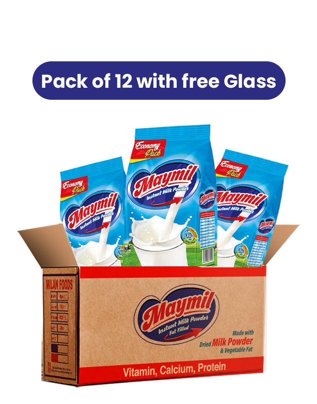 Maymil Milk Powder 850gm Ctn 12 Pcs with Free Glass