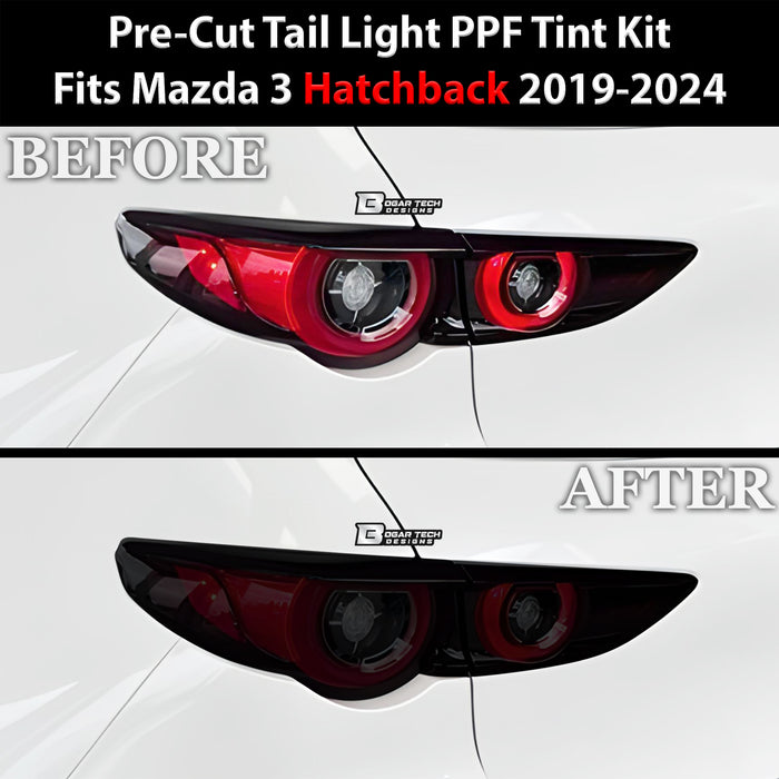 Full Headlight Taillight Precut Smoked PPF Tint Kit Film Overlay Fits Mazda 3 2019 - 2025 - Bogar Tech Designs