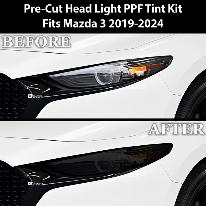 Full Headlight Taillight Precut Smoked PPF Tint Kit Film Overlay Fits Mazda 3 2019 - 2025 - Bogar Tech Designs
