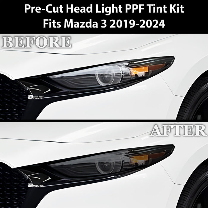 Full Headlight Taillight Precut Smoked PPF Tint Kit Film Overlay Fits Mazda 3 2019 - 2025 - Bogar Tech Designs
