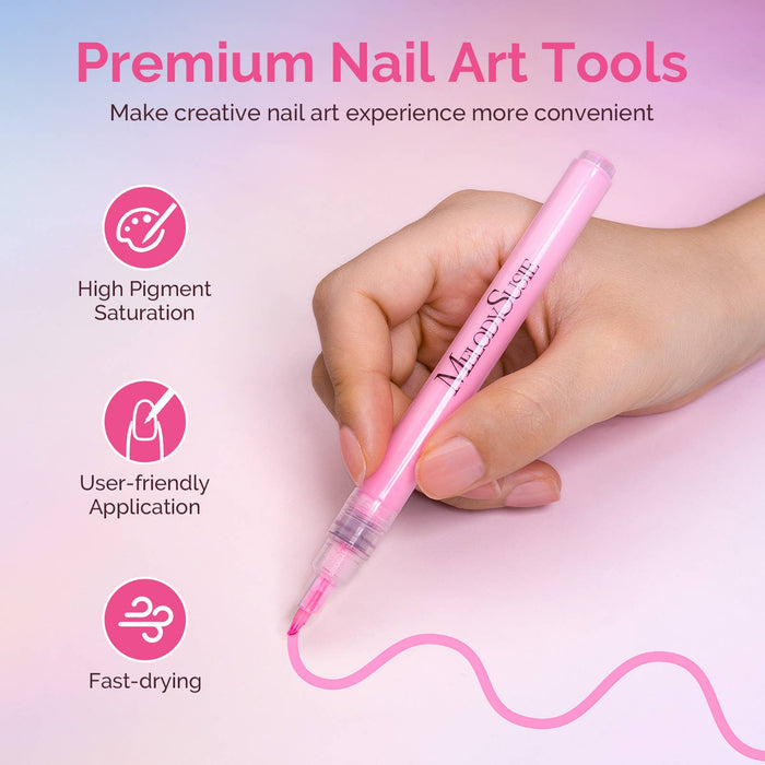 MelodySusie Nail Art Pens Set 12 Colours 0.7mm Tip