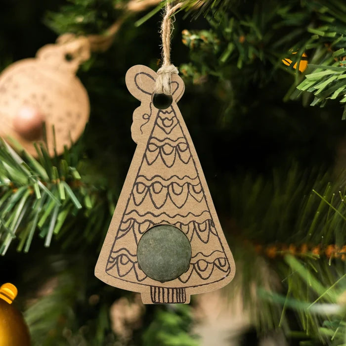 Merry Christmas Card + Wildflower Seed Tree-Shaped Ornament