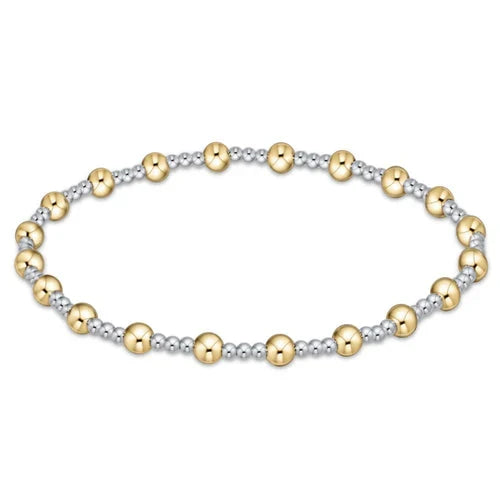Mixed Metal Classic Sincerity Pattern 5mm Bead Bracelet