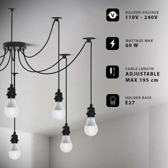 Modern Black Spider Light Chandelier ~ 5114
