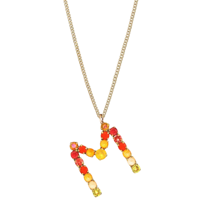 Necklace with colorful beads on a white background