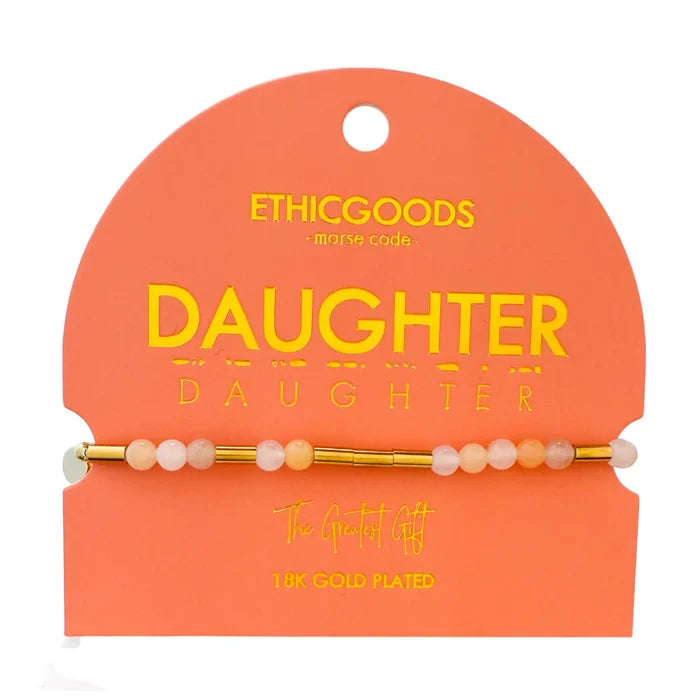 Morse Code Gold & Stone Bracelet- Assorted Words