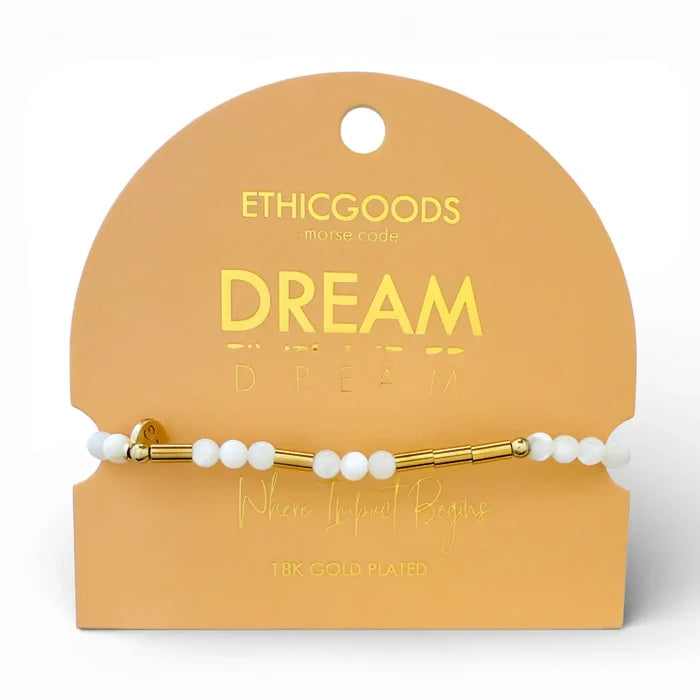 Morse Code Gold & Stone Bracelet- Assorted Words