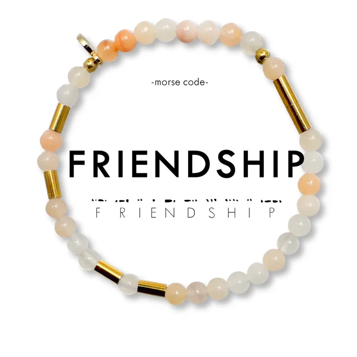 Morse Code Gold & Stone Bracelet- Assorted Words