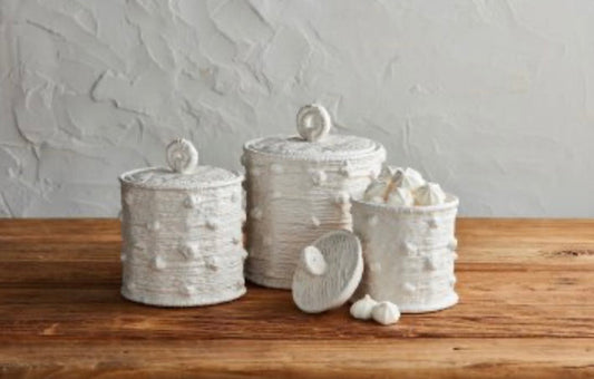 Mud Pie Woven Ceramic Canister Set of 3