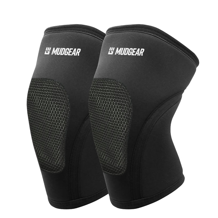 MudGear black knee pads with textured grip panels on front