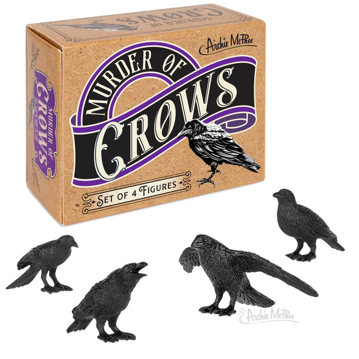 The Murder of Crows box contains four decorative figurines, each capturing the mysterious allure of these intriguing birds.