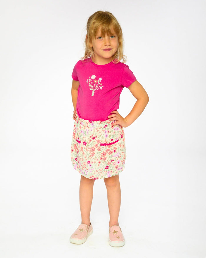 Muslin Skort Off White Printed Flowers-1