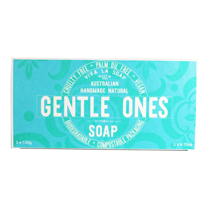 A soap gift box containing 3 handmade and natural soaps suitable for sensitive skin.