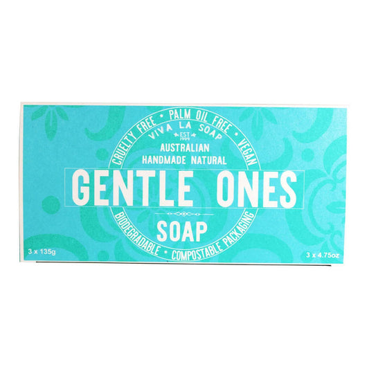 A soap gift box containing 3 handmade and natural soaps suitable for sensitive skin.