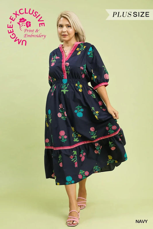 Navy Floral Dress