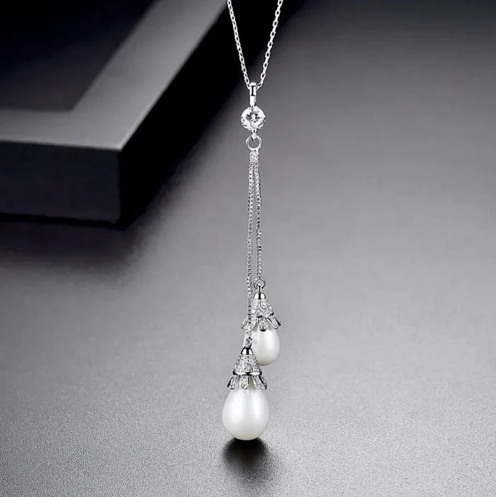 Wedding Pearl Jewelry - Pearl and Cubic Zirconia Bridal Jewelry Set