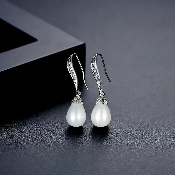 Wedding Pearl Jewelry - Pearl and Cubic Zirconia Bridal Jewelry Set