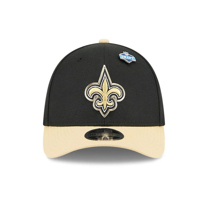 Pictured is this NFL Draft 2026 New Orleans Saints 39THIRTY M-Crown Stretch Fit cap in black. 3