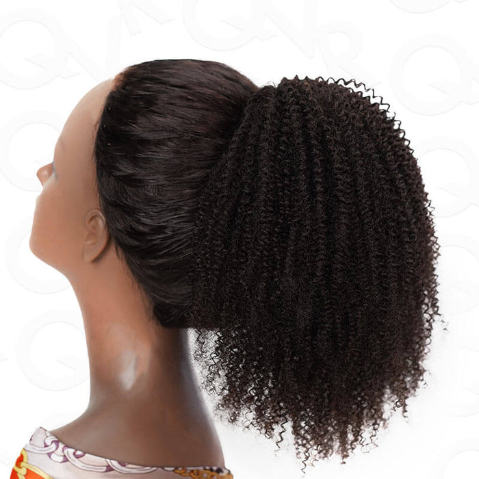 New User Only| Drawstring Ponytail Extension Afro Kinky Curly Human Hair Ponytail Hairstyle