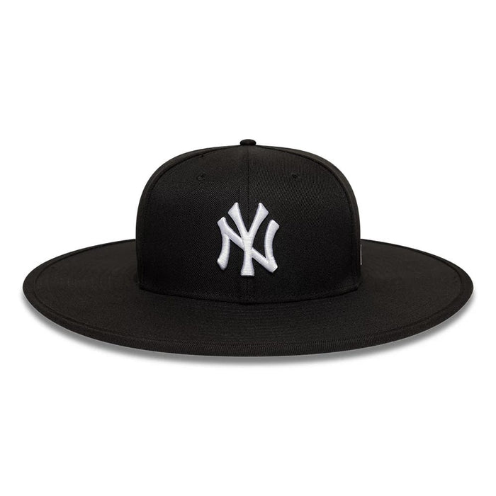 Pictured is this MLB 6 Panel New York Yankees Fitted Bucket hat in black. 2