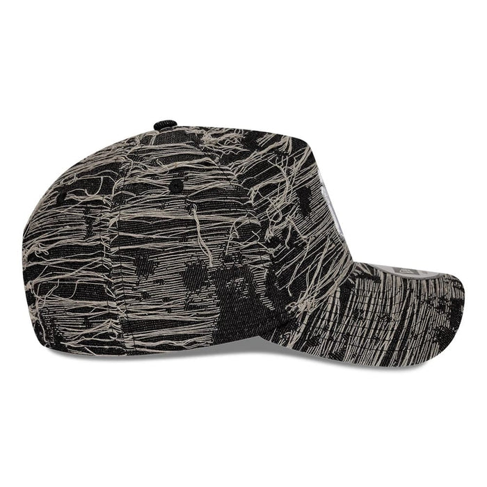 Pictured is this MLB Distressed Denim New York Yankees 9FORTY E-Frame Adjustable cap in black. 6