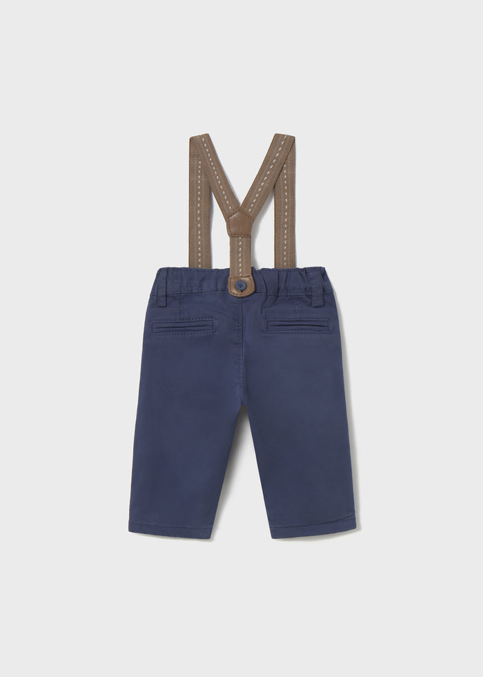 Back/side view of pants with suspenders, adjustable waistband detail.