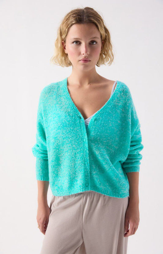 NUGGY CARDIGAN NUG19AE in Fluro Turquoise Melange by American Vintage